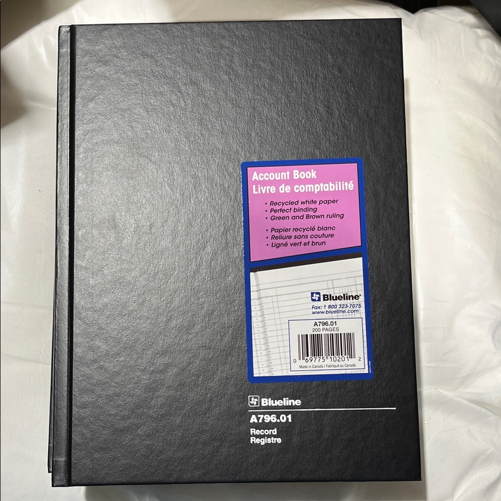 🌙 B71- Blueline Black Account Book - 200 pages